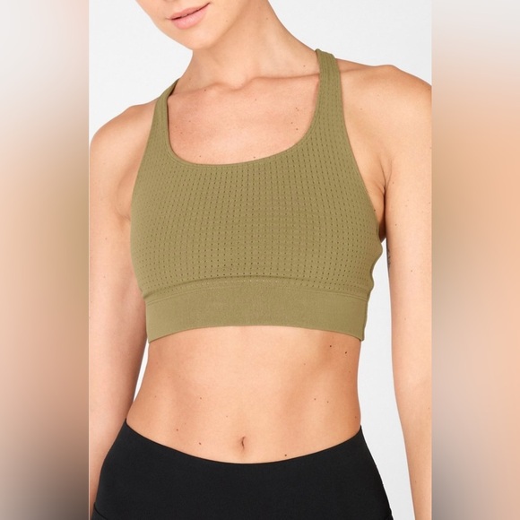 WORN ONCE Fabletics NO-BOUNCE SCULPTKNIT® BRA In Color Moss Green LIKE NEW - Picture 3 of 17